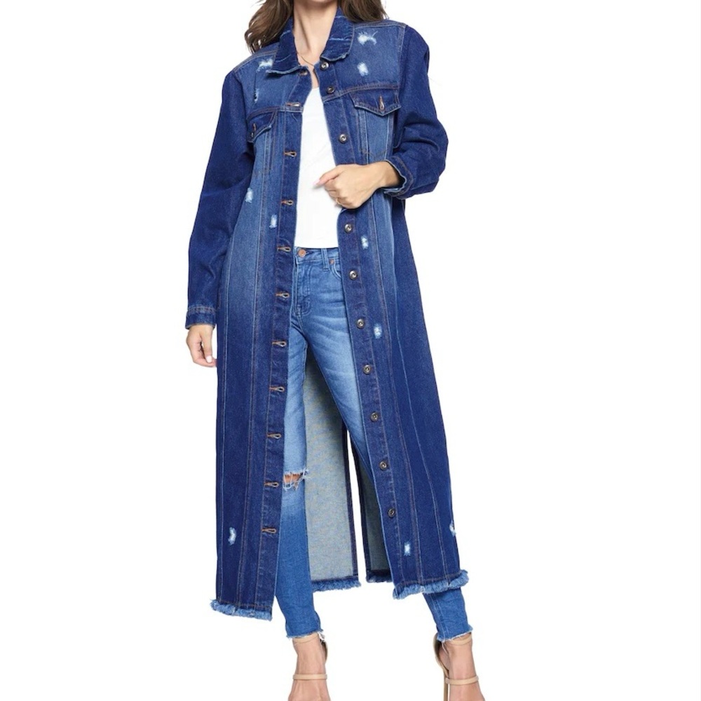 BLUE AGE DENIM Long Jacket Small NWT